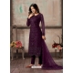 Purple Designer Net Straight Salwar Suit