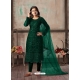 Dark Green Designer Net Straight Salwar Suit