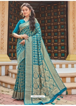 Blue Designer Party Wear Silk Sari