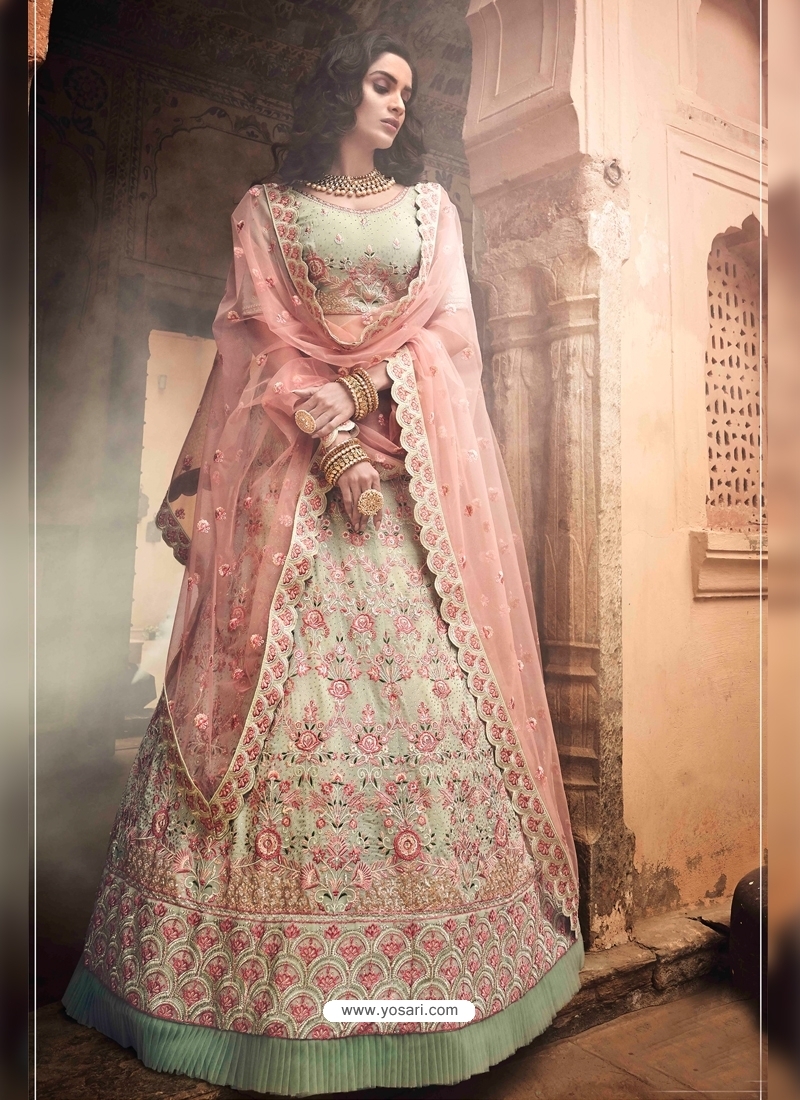 Pista Green Stylish Designer Wedding Wear Lehenga Choli