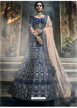 Dark Blue Stylish Designer Wedding Wear Lehenga Choli