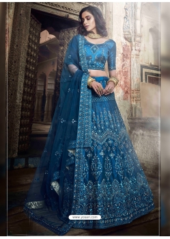 Teal Blue Stylish Designer Wedding Wear Lehenga Choli