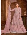 Dusty Pink Latest Designer Heavy Embroidered Net Lehenga Suit