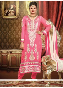 Epitome Pink Georgette Churidar Salwar Kameez