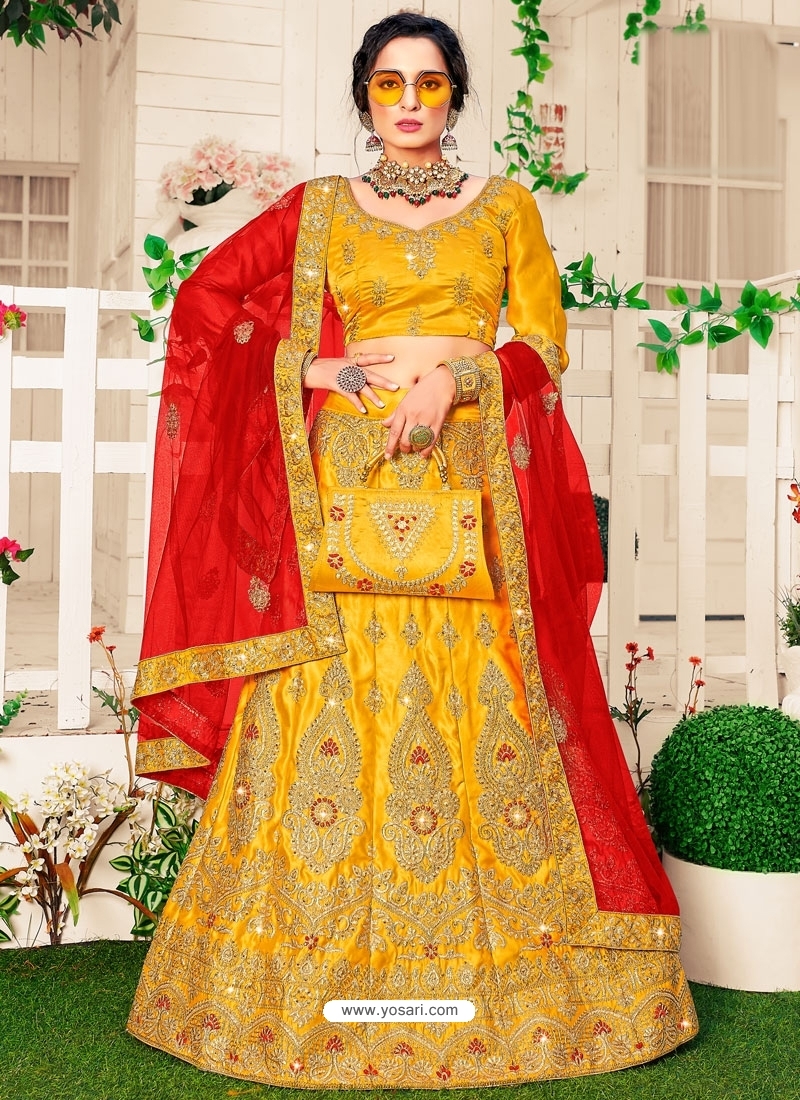 Yellow Stylish Designer Wedding Wear Lehenga Choli