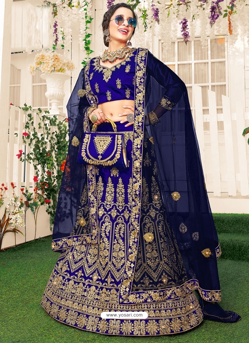 Royal Blue Stylish Designer Wedding Wear Lehenga Choli