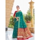 Teal Designer Party Wear Fancy Silk Sari