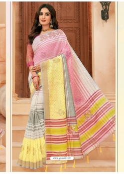Multi Colour Designer Party Wear Cotton Sari