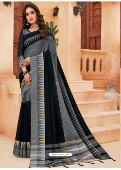 Grey Designer Party Wear Cotton Sari