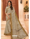 Taupe Designer Party Wear Cotton Sari