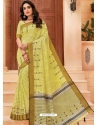 Lemon Designer Party Wear Cotton Sari