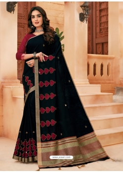 Black Designer Party Wear Cotton Sari