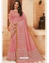 Peach Designer Party Wear Cotton Sari