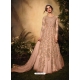 Peach Latest Designer Party Wear Soft Net Gown Suit