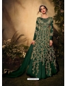 Dark Green Latest Designer Party Wear Soft Net Gown Suit