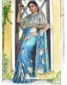 Blue Latest Designer Party Wear Sari