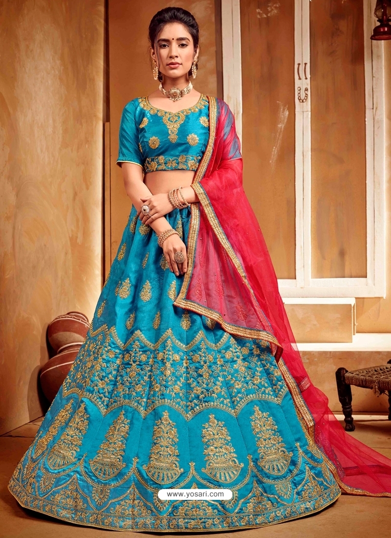 Blue Stylish Designer Wedding Wear Lehenga Choli