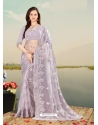 Mauve Designer Party Wear Net Sari