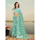 Aqua Mint Designer Party Wear Net Sari