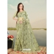 Pista Green Designer Party Wear Net Sari