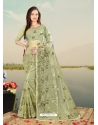 Pista Green Designer Party Wear Net Sari