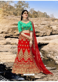 Red Stylish Designer Wedding Wear Lehenga Choli