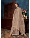 Light Brown Chinnon Designer Party Wear Palazzo Suit