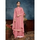 Pink Chinnon Designer Party Wear Palazzo Suit