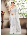 White Latest Designer Party Wear Net Sari