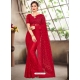 Tomato Red Latest Designer Party Wear Net Sari