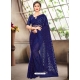 Dark Blue Latest Designer Party Wear Net Sari