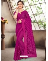 Medium Violet Latest Designer Party Wear Net Sari