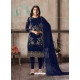 Dark Blue Designer Faux Georgette Party Wear Straight Salwar Suit