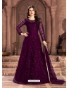Purple Latest Designer Party Wear Net Gown Suit