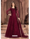 Deep Wine Latest Designer Party Wear Net Gown Suit