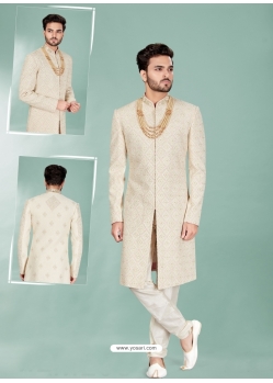 Off White Readymade Designer Indo Western Sherwani