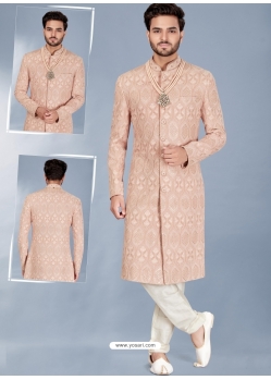 Baby Pink Readymade Designer Indo Western Sherwani