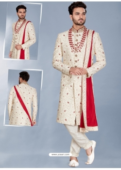 Off White Readymade Designer Indo Western Sherwani