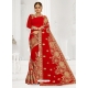 Astonishing Red Latest Designer Booming Georgette Party Wear Sari