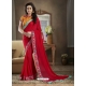 Red Designer Party Wear Georgette Sari