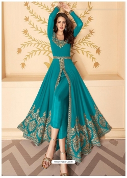 Blue Latest Designer Party Wear Real Georgette Gown Suit
