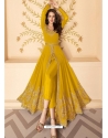 Yellow Latest Designer Party Wear Real Georgette Gown Suit