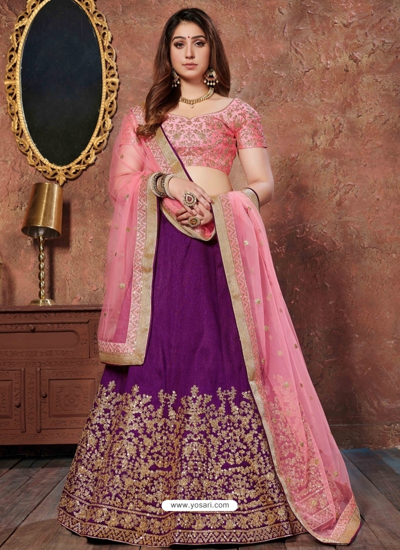 Purple Stylish Designer Wedding Wear Lehenga Choli