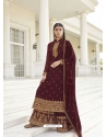 Maroon Real Georgette Designer Party Wear Palazzo Suit