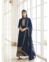 Teal Blue Real Georgette Designer Party Wear Palazzo Suit