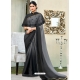 Black Latest Designer Party Wear Chiffon Sari With Ponchu