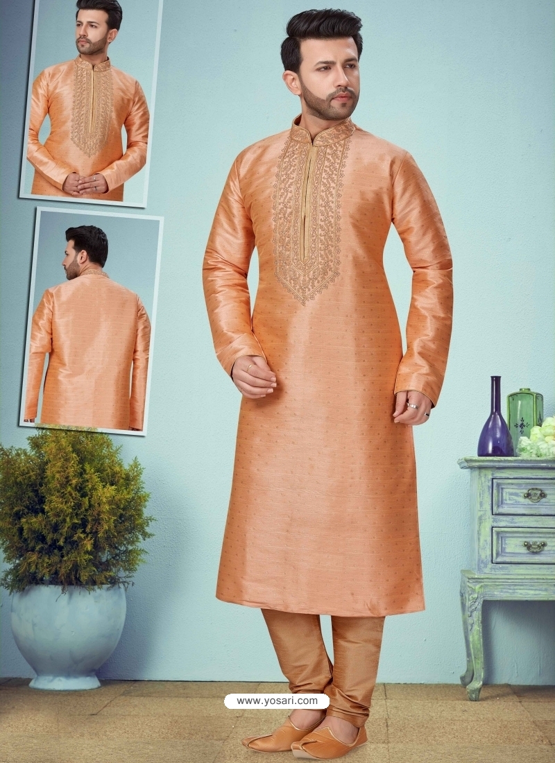 Light Orange Exclusive Readymade Designer Kurta Pajama