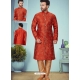 Red Exclusive Readymade Designer Kurta Pajama
