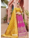 Magenta Designer Banarasi Silk Jacquard Wedding Lehenga Choli