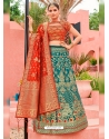 Teal Designer Banarasi Silk Jacquard Wedding Lehenga Choli